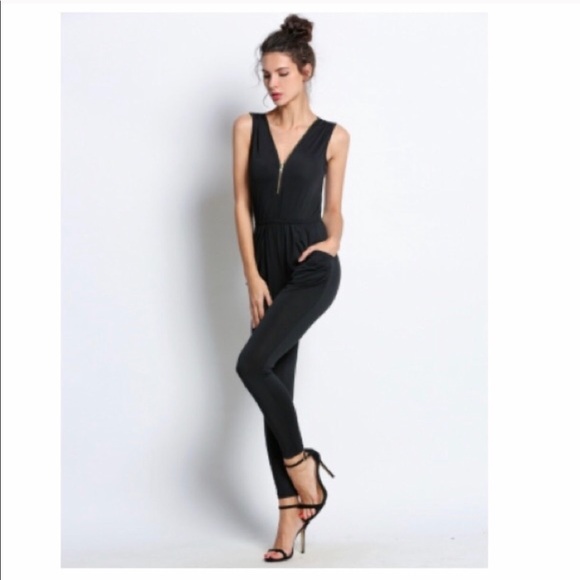 Black Zipper Jumpsuit BRAND NEW!! - Picture 3 of 4